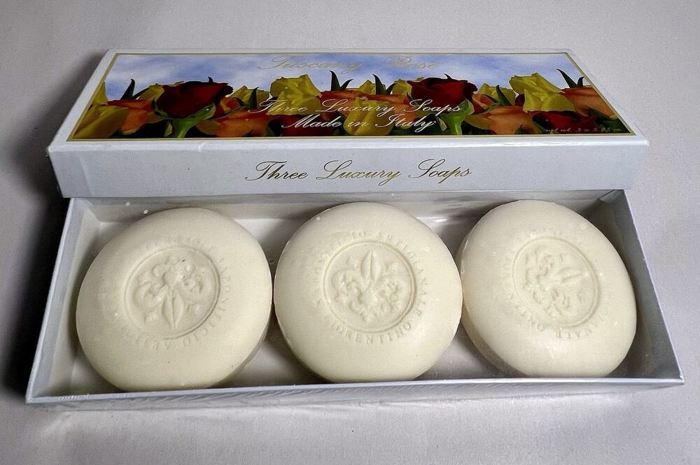 Tuscany Rose Saponificio Artigianale Florentino Scented Soap 3 Bars In Box Italy